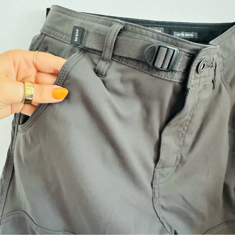 MENS PRANA Dark Grey Convertible Outdoor Straight Leg Pants Zip Shorts 28 30